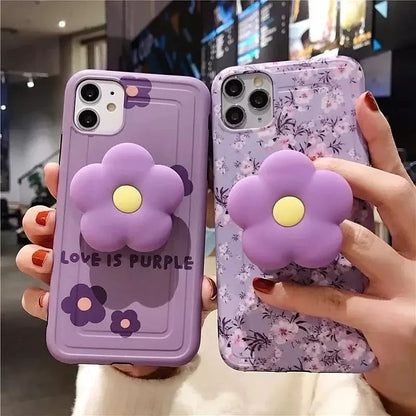 Purple 💜 Flower Case with Popholder